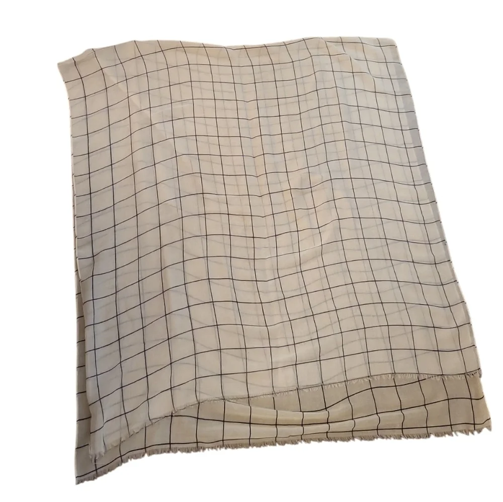 Rachel Pally Windowpane Cream Minimalist Scarf